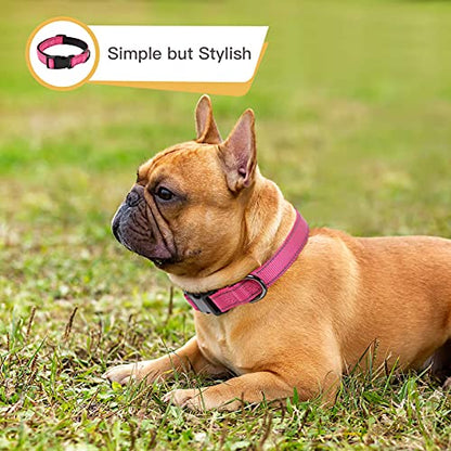 HEELE Dog Collar, Reflective Dog Collar, Soft Neoprene Padded Breathable Nylon Pet Collar Adjustable for Small Dogs Puppy, Rose, XS(7.87-11.81") - color: Rose, size: X-Small (7.87-11.81")