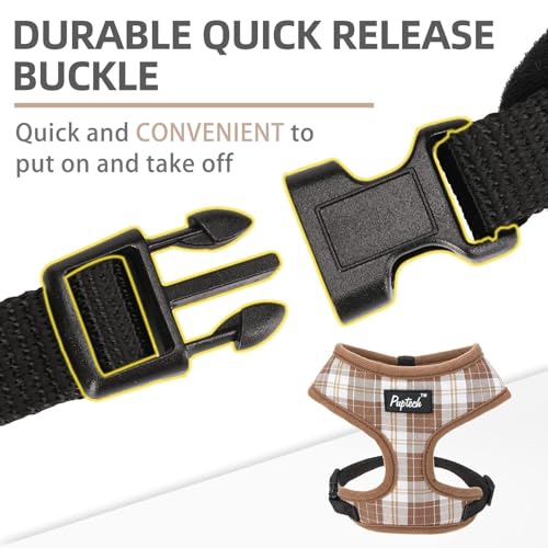 PUPTECK Soft Mesh Dog Harness and Leash Set Pet Puppy Cat Comfort Padded Vest No Pull Harnesses, Brown, XS - color: Brown, size: XS (NECK: 10", CHEST: 10"-14")