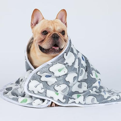 1 Pack 3 Blankets Super Soft Fluffy Premium Cute Elephant Pattern Pet Blanket Flannel Throw for Dog Puppy Cat Dark Grey Small(23x16 inch) - color: Dark Grey, size: 23x16 inch (Pack of 3)