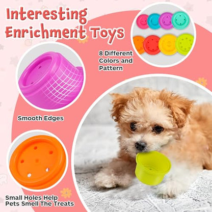 SKYWHALE Bunny Toys, Stacking Cups for Rabbits, 8PCS Stackable Plastic Pet Nesting Snack Container, Chinchilla Guinea Pig Parrot Enrichment Playset for Hiding Food and Playing