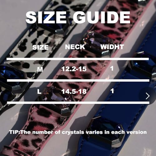 Luxury K9 Crystal Dog Collar -Waterproof Wear-Resistant Microfiber Leather with Hand-Set Rhinestone Gems, Durable Metal Buckle, Adjustable Bling Collar for Small Medium Large Dogs (Pink Leopard, L) - color: Pink Leopard, size: L(FIT,NECK:14.5"-18")