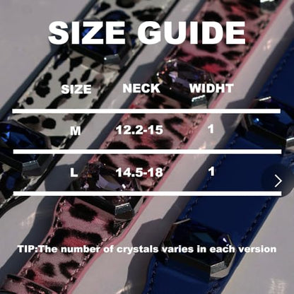 Luxury K9 Crystal Dog Collar -Waterproof Wear-Resistant Microfiber Leather with Hand-Set Rhinestone Gems, Durable Metal Buckle, Adjustable Bling Collar for Small Medium Large Dogs (Blue Leopard, M) - color: Blue Leopard, size: M(FIT,NECK:12.2"-15")