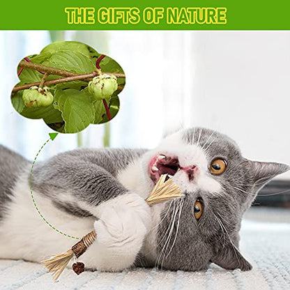 GBSYU 3 Pack Silvervine Cat Toy, Silvervines Sticks Cat Toys for Indoor Cats, Cat & Kitten Chew Toys for Aggressive Chewers, Cat Dental Toy for Kitten Teeth Cleaning, Matatabi Silvervine for Cats - size: 3PCS