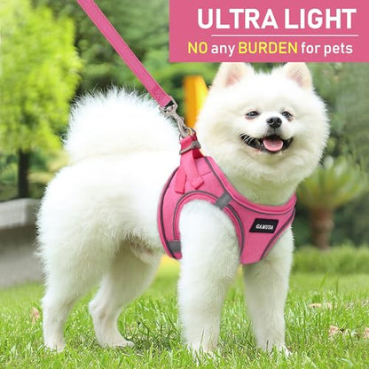 Small Pet Harness Collar and Leash Set, Step in No Chock No Pull Linen Fabric Soft Mesh Dog Vest Harnesses Reflective for Dogs Puppy Cats Kitten Rabbit (Pink, XXS) - color: Pink, size: XXS