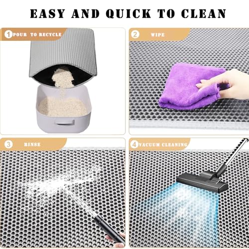 HCY&WLD Cat Litter Mat, Honeycomb Double Layer Cat Litter Trapping Mat, Waterproof Urine Proof Non-Slip, Scatter Control, Less Waste, Easier to Clean (Light Gray, 24" X 18") - color: Light Gray