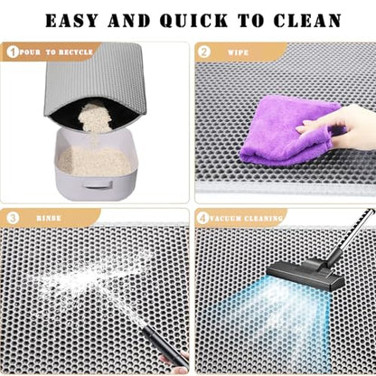 HCY&WLD Cat Litter Mat, Honeycomb Double Layer Cat Litter Trapping Mat, Waterproof Urine Proof Non-Slip, Scatter Control, Less Waste, Easier to Clean (Light Gray, 24" X 18") - color: Light Gray
