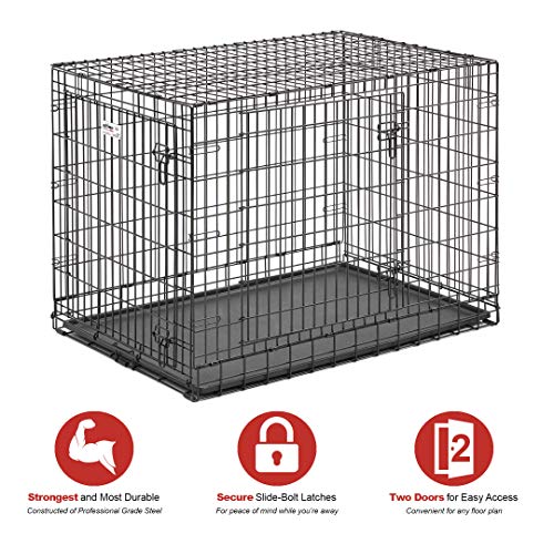 MidWest Homes for Pets Ultima Pro Heavy-Duty 42-Inch Dog Crate, Ultra-Strong Steel Double Door Pet Cage for Large Breeds, Accessories Included - size: 43.0"L x 28.5"W x 31.3"H