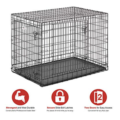 MidWest Homes for Pets Ultima Pro Heavy-Duty 42-Inch Dog Crate, Ultra-Strong Steel Double Door Pet Cage for Large Breeds, Accessories Included - size: 43.0"L x 28.5"W x 31.3"H