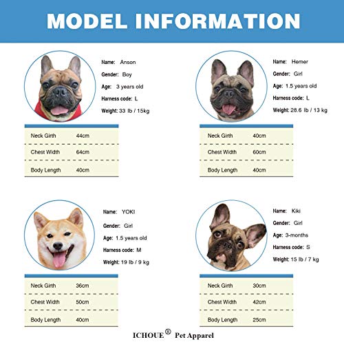 iChoue French Bulldog Harness Adjustable Padded Locked Buckle with Handle for Frenchie Pug English Boston Terrier Dogs, Blue, Small - color: A Harness Blue, size: Small ( 5 - 25 lbs )