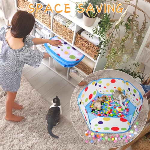 Palksky Interactive Cat Toys with Cat Ball Pit, Toy Balls, Ball Launcher, Spring Toys for Bored Indoor Cats Self Play, Enrichment Toy for Fun and Exercise - style: Cat Toys ( with Ball Launcher )