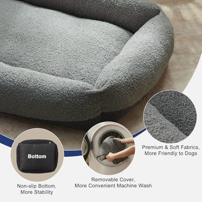Washable Small Dog Bed, Rectangle Comfy Fluffy Kitten Puppy Bed, Removable Zipper Cover Machine Wash, Breathable Orthopedic Bed Durable Pet Cuddler with Anti-Slip Bottom, 20x19x6 in, Dark Grey - color: Dark Grey, size: S(20"x19"x6”)
