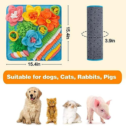 Snuffle Mat for Dogs, Sniff Mat Slow Feeding Mat for Small Pets Cats, Rabbits - Help Stress Relief and Training - Stimulate Your Pet's Foraging Skills! (Blue) - color: Blue