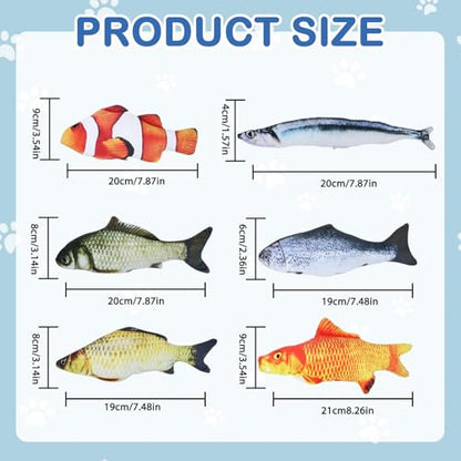 Cat Toys Cat Toy Interactive Fish for Indoor Cats & Kittens, 6 Pack Plush Fishs for Chewing, Soft Fish Play for Cats, No Catnip, Non-Irritating Pet Gift