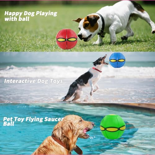 3PCS Dog Flying Disc Toy - Light Up Saucer Ball for Dogs - Outdoor Games (Red+Blue+Pink) - color: Red+Blue+Pink
