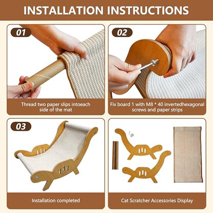 Large Sisal Cat Scratcher–Indoor Cat-Specific Bed & Scratching Pad Combo Lounger,Durable Scratching Mat,Non-Shedding Material