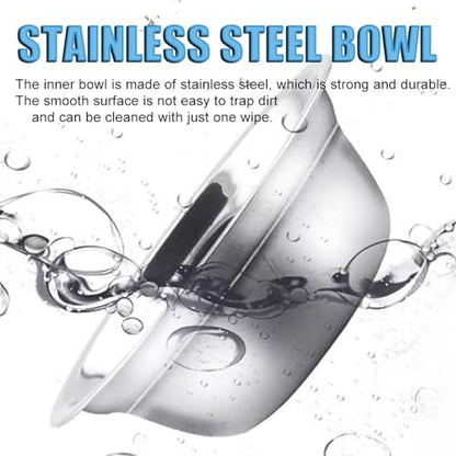 Double Cat Food Bowl -Stainless Steel Bowls with Easy-to-Clean Detachable Design, Non-Slip Base, Pet Feeder for Kittens and Medium Cats (Blue) - color: Blue