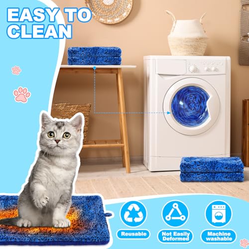 Riakrum 4 Pack Self Warming Cat Bed Mats Leopard Print Cat Dog Thermal Blanket Double Sided Self Heating Pet Pad with Storage Bags for Pet Winter Outdoor Indoor Supplies, Non Electric(L) - size: L