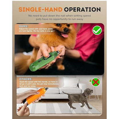 Silent Groom Pro,7-Speed Pet Nail Grinder with Light,Single-Handed Operation,for Small Medium Large Dogs & Cats - color: Green-03