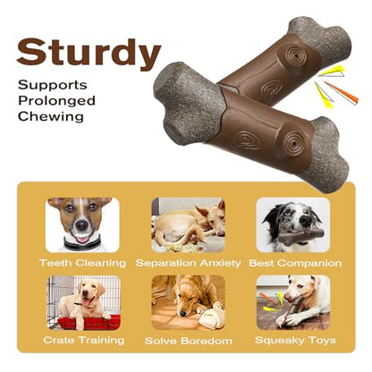 LiuMelinda Dog Chew Toys for Aggressive-Chewers - Indestructible Dog Toy for Aggressive Chewer，Tough Chew Toys for Dogs （Rubber Log-Branches） - color: 07-Log-Branches