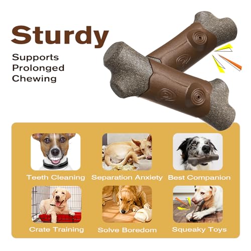 TLKNG Large Size Indestructible Squeaky Dog Chew Toy for Medium/Large Aggressive Chewers Breed Dogs Durable Squeak Bone Teething Crate Toys Indoor/Outdoor