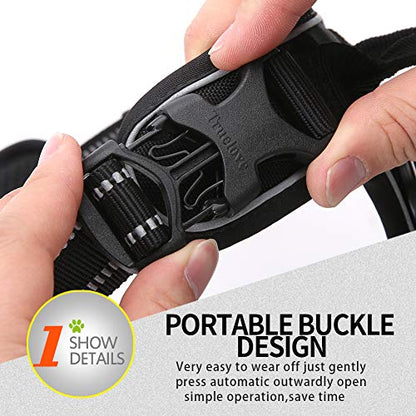 JUXZH Truelove No Pull Dog Harness with Easy Control Handle and 2 Leash Attachments,Reflective Adjustable Pet Vest - color: Black, size: Small (Pack of 1)