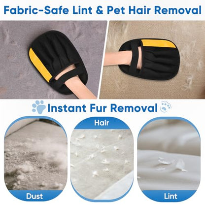 Upgraded Pet Hair Removal Glove, Electrostatic Five-Finger Reusable Pet Hair Remover for Couch, Car Seats, Clothing & Furniture, Dog Cat Fur Grooming Mitt for Laundry & Carpet