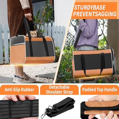 GAPZER Large Cat Carry Bag, Soft Shell Shih-Tzu Pet Transport Crate, 18x12x12 Top Opening Maltese-Dog Traveling Mesh Kennel 10 Pound, Big Bunny Rabbit Carrying Case Animal Carrier Kitty Product Orange - color: Orange