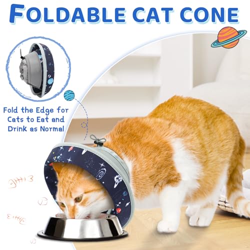 Cat Cone Collar Soft to Stop Licking, Adjustable, Foldable Lightweight Kitten Cones After Surgery Recovery for Cats & Kittens, Cat Cone Alternative, Easy Eating (Grey, S) - color: Grey, size: S