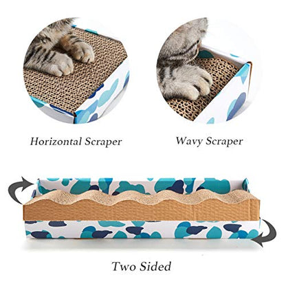 PEEKAB Cat Scratcher Cardboard Reversible Cat Scratch pad Kitty Corrugated Scratching Board Bed Catnip Included - size: M