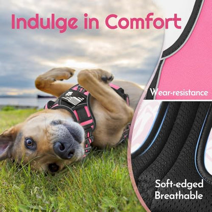 Dog Harness Small Sized, Easy Wearing with 3 Buckles, Adjustable No Pull Pet Harness with 2 Rings for Walking, No Chock Reflective Soft Padded Vest with Control Handle, Pink & Black, S - color: Pink & Black, size: Small