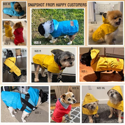 Dog Raincoat Dog Rain Jacket Poncho Waterproof Pet Rain Suit Double-Layered Breathable Lining Hooded Leash Hole Adjustable Puppy Small Medium Dogs,Yellow,L,Back Length 10.5-13.0 inches - color: Yellow, size: L:Back Length 10.5-13.0"