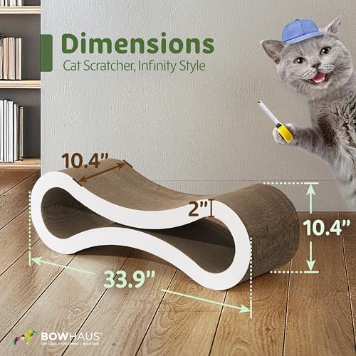 CAPHAUS Infinity Cat Scratcher Lounger, Reversible Scratcher, Large Cat Scratching Pad, Cat Scratching Board, Scratch Pad for Indoor Cats, White - size: White