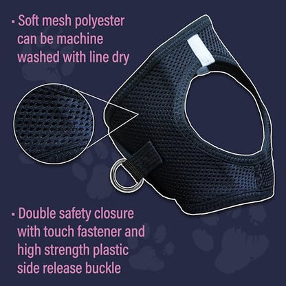 CHOKE FREE REFLECTIVE STEP IN ULTRA HARNESS - BLACK - AMERICAN RIVER (XXS) by Doggie Design - color: Black, size: XX-Small