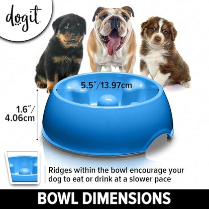 Dogit Go Slow Anti-Gulping Dog Bowl, Blue, X-Small - color: Blue, size: Extra Small