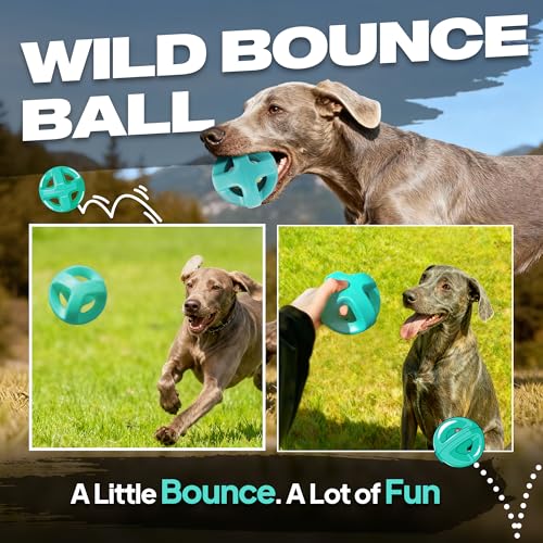 Fida Natural Rubber Dog Balls for Aggressive Chewers, Durable Dog Chew Toys for Large Dogs, Interactive Fetch & Tug of War Toys for Medium Large Breed Non-Toxic Dish Washable,4.5 * 4.5" - color: Aqua Blue