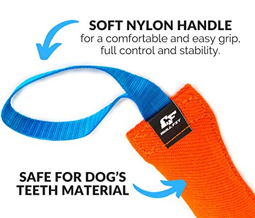 K9 Dog Bite Tug Toy - Made of Durable & Tear-Resistant French Linen - Perfect for Tug of War, Fetch & Puppy Training - Ideal for Medium to Large Dogs - Tough Pull Toy with Strong Handle & Stitching - color: black