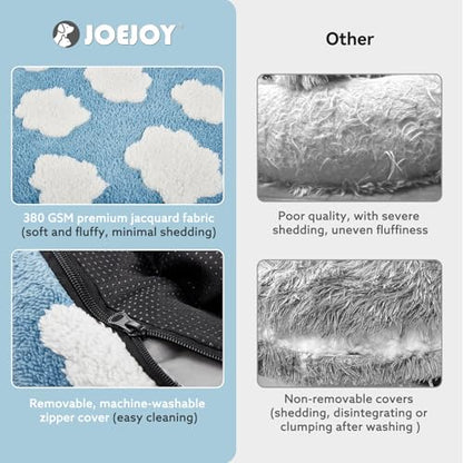 JOEJOY Donut Large Dog Bed, Cute Round Calming Dog Bed with Removable Washable Cover, Orthopedic Pet Beds with Jacquard Shaggy Plush & Non Skid Bottom, Black - color: Blue, size: L (36x36x10)