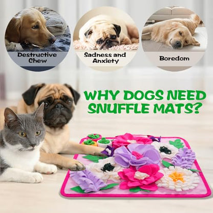 Snuffle Mat for Dogs,Dog Feeding Mat Sniff Mat Interactive Dog Puzzle Mat for Training and Stress Relief Encourages Natural Foraging Skills (Pink) - color: pink