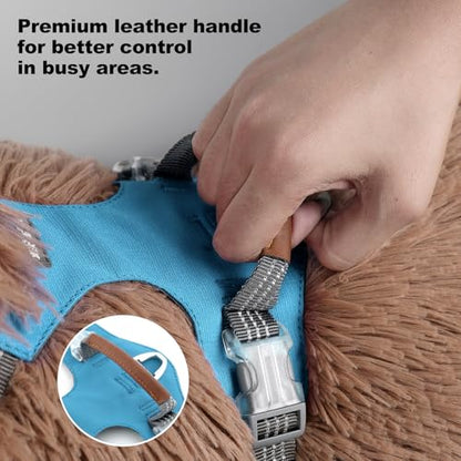 No Pull Dog Harness – Adjustable Reflective Nylon Vest for Small Medium Large Dogs, Escape Proof Training Harness with Leather Control Handle, Lightweight Aluminum Hardware (Cyan, S) - color: Cyan, size: S