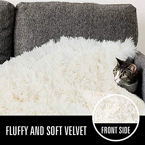 LOCHAS Luxury Fluffy Dog Blanket, Extra Soft and Warm Sherpa Fleece Pet Blankets for Dogs Cats, Plush Furry Faux Fur Puppy Throw Cover, 30''x40'' Cream White - color: Cream White, size: Medium(30''x40'')