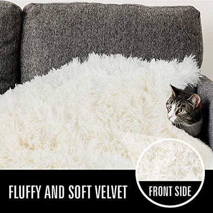 LOCHAS Luxury Fluffy Dog Blanket, Extra Soft and Warm Sherpa Fleece Pet Blankets for Dogs Cats, Plush Furry Faux Fur Puppy Throw Cover, 40''x60'' Cream White - color: Cream White, size: Large(40''x60'')