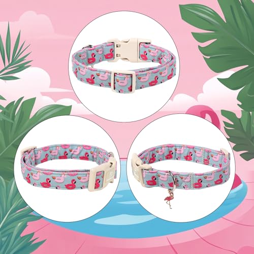Summer Dog Collar Cute Flamingo Float Dog Collars for Puppy Small Dogs - Lightweight Adjustable Male Female Dogs Everyday Collar with Quick Release Buckle XS - color: Grey Flamingo, size: XS