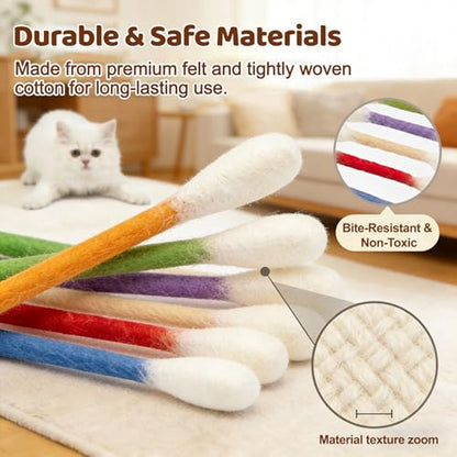 Giant Cotton Bamboo Cat Toy, Soft Cotton Swab Style Kicker Toy for Cats and Kittens, Fun Interactive Catnip Toy, Durable Swab Shape Cat Toy (D) - color: D