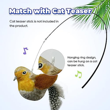 LEWISER Cat Toys Chirping Tit 2 Pcs with Catnip SilverVine, Suitable for Cat Wand Toys, Simulation Bird Design, Interactive Toys for Indoor Kitty Kitten Exercise, Green and Ground - color: Chirp Tit B