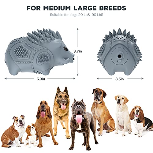 Dog Chew Toys for Aggressive Chewers,Larg Dog Bones Toys,Dog Toys for Indestructible Squeaky Chewers,Clean Teeth Non Toxic Environmentally Friendly,100% Natural Rubber&Milk Flavor - color: Gray