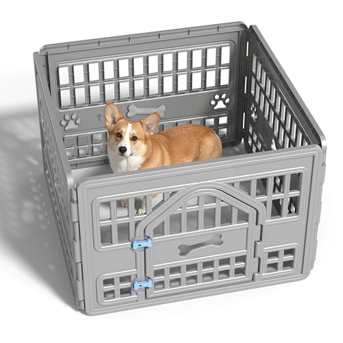 Dog PlayPen Indoor,4-panelPuppy Playpen Outdoor Waterproof,Heavy Resin Puppy Fence for Small Medium Dogs,Spacious Exercise Area,Easy to Clean,Foldable in Half(33.5 * 33.5 * 23.82in)