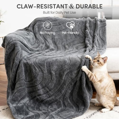 Waterproof Dog Blanket for Small Dog – Double Sided Washable Cat Puppy Blanket, Soft, Warm, Pet Throw Essentials, Grey M(40×28)"