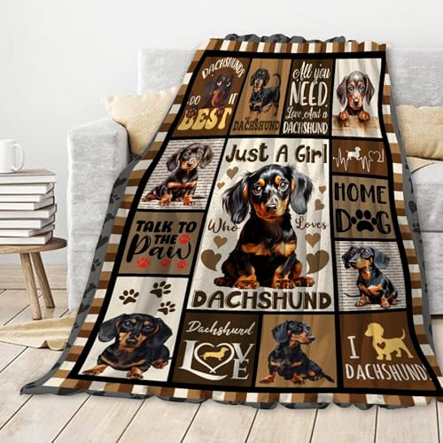 Just A Girl Dachshund Dog Blanket, Super Soft & Cozy, 90"x120" Family Size - color: Just a Girl Who Loves Dachshund, size: 90"x120"-Family Size