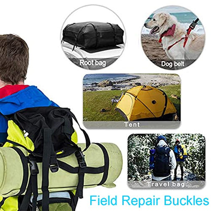 Plastic Buckles Straps Set, 5Pack 1" Side Release Buckle Dual Adjustable, 5 Yards 1" Strap PP Webbing Outdoor Camping Backpack Sleeping Bag Tent Belt Tied Band Accessories (5 Buckle + 5 Yards Webbing) - color: G#: 1" (5 Buckle + 5 Yards Webbing)