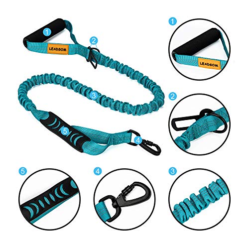 6FT Highly Reflective Heavy Duty Elastic Bungee Medium and Large Dog Leash Shock Absorbing with Comfortable Padded Handle and Traffic Handle Suitable for Training - color: Teal